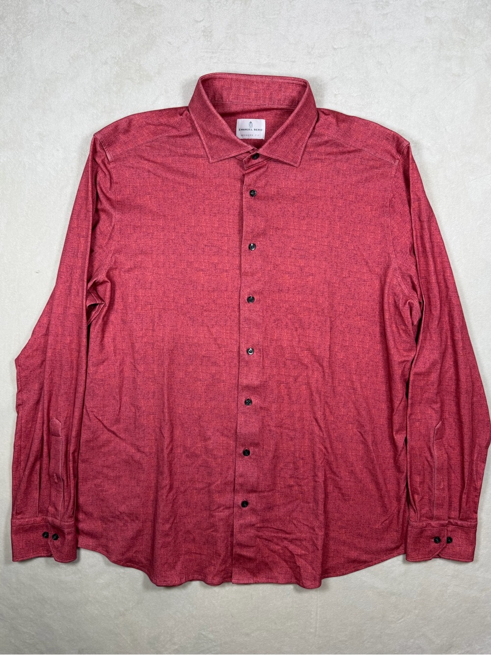 Mens Emanuel Berg XL Casual Long-Sleeve Button-Down Stretch Shirt in Heather Red